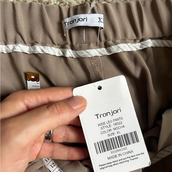 NWT Tranjori Mocha Tan High Waist Wide-Leg Pants Trousers Office Neutral Casual - Picture 4 of 13
